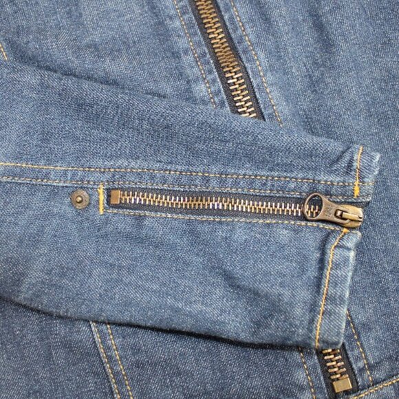 See By Chloe Front Back Zipper Detailing Blue Wash Denim Jacket Size 2 - Picture 6 of 7